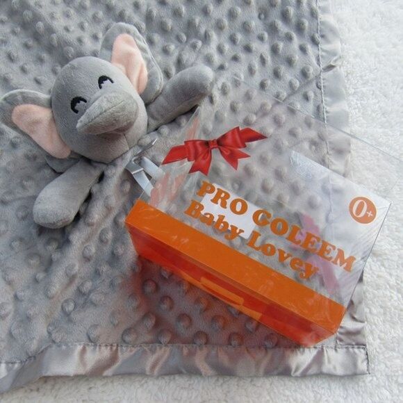 Elephant Security Blanket Baby Lovie Textured Gray Nursery NIB Pro Goleem Lovey - Picture 12 of 12